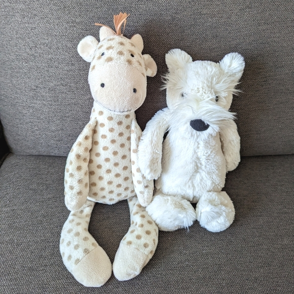 Jellycat Other - Two Jellycat baby plush giraffe and Scottie dog